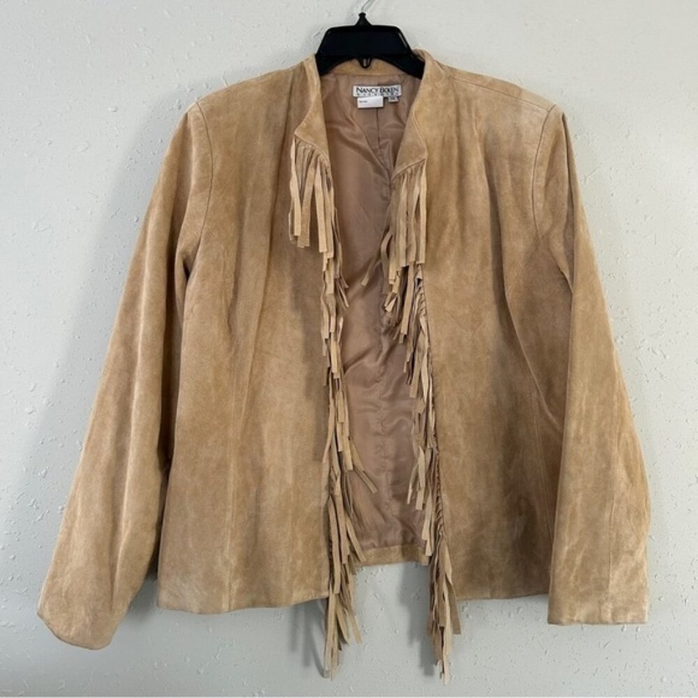 Nancy Bolen City Girl Vintage Tan Suede Fringe Jacket 1970s Bohemian Western 14